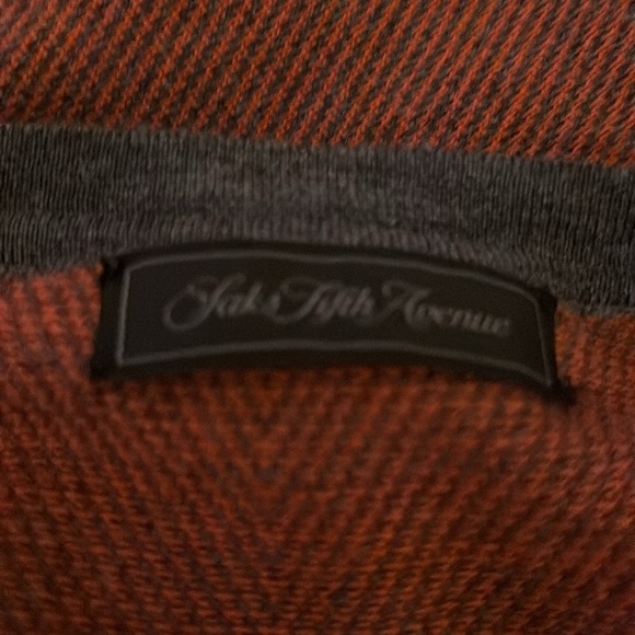 Saks Fifth Avenue Merino Wool Crew Neck Sweater Rust/Gray Size S Cozy Winter - Picture 5 of 6